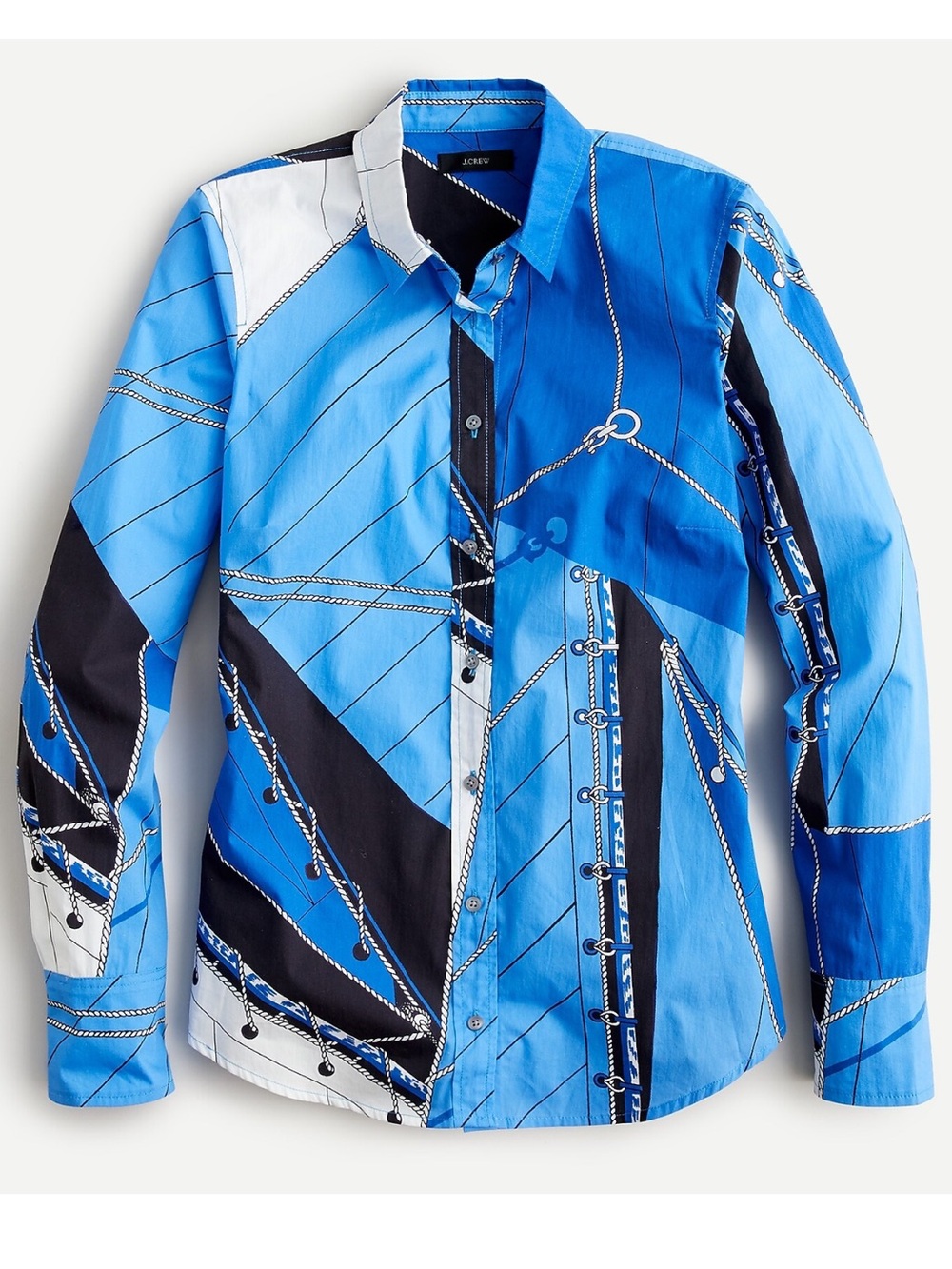 J. Crew Cotton Poplin Slim Perfect Shirt in Ratti Regatta Print Size 8